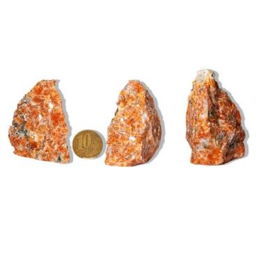 Imagem de 03 Calcita Laranja Pedra Pé Serrado Natural 50 a 100g Tipo B - Cristai
