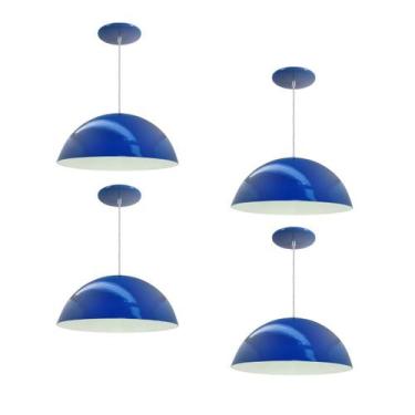 Imagem de Kit 4 Luminária Pendente Meia Lua 50cm Interior Branco Brilho Com Fiaç