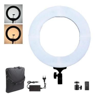 Imagem de Iluminador LED Ring Light 12 Bi-Color 60W com Suporte de Celular e Fon