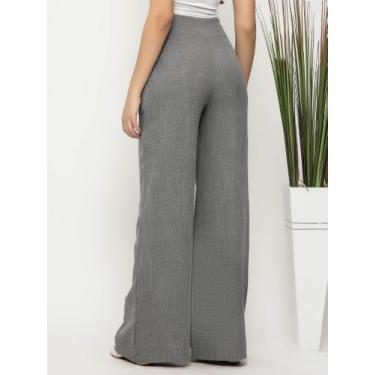 Imagem de DOUTORAS MODAS Calça Pantalona L8297 com Barra Boca de Sino, Cinza cla