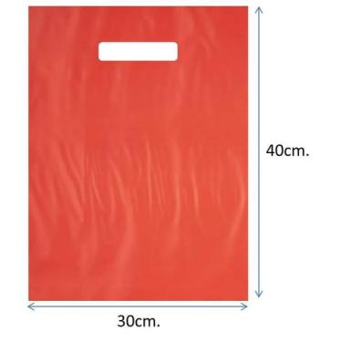 Imagem de Sacola Alça Vazada 30 x 40 Lisa 1KG - Plastimpel, Vermelho