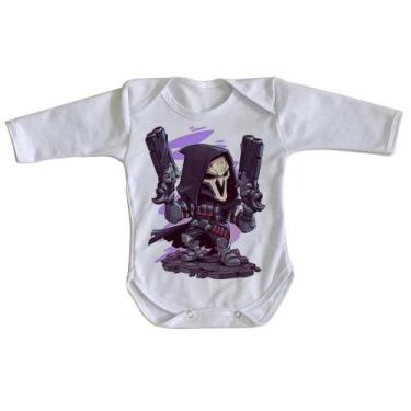 Imagem de body nenê criança roupa bebê manga longa Reaper Overwatch  - Empório D
