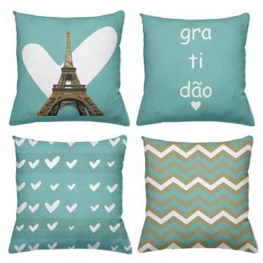 Imagem de Kit 4 Almofadas Decorativas Cheias 40x40cm Gratidão - Deluzz