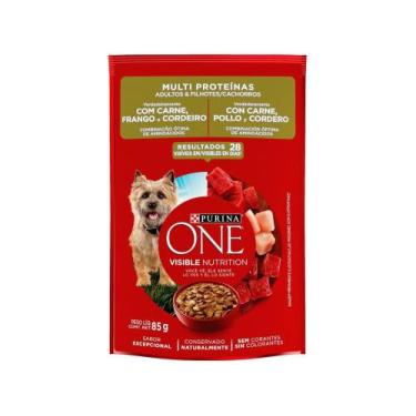 Imagem de Ração Úmida para Cachorro Adulto Sachê Purina One Multi Proteínas 85g,