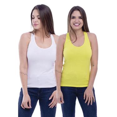 Imagem de Kit 2 Camiseta Regata Feminina TechMalhas lisa para treino combina com