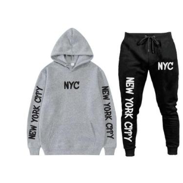 Imagem de Conjunto Moletom Flanelado Casual Top NYC - Markelly, Cinza, P