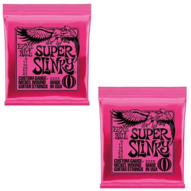 Imagem de Kit 2 Encordoamento Guitarra 009 Ernie Ball Super Slinky Níquel