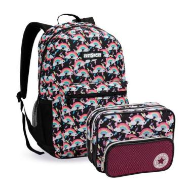 Imagem de Kit Material Escolar Juvenil Estojo Organizador Mochila Grande Arco Ír
