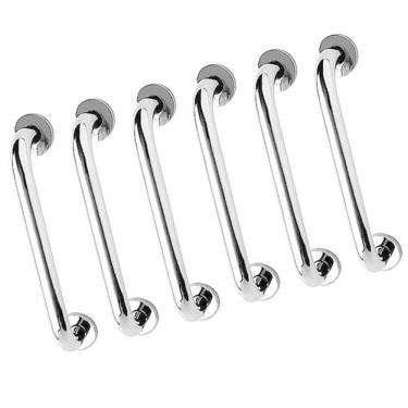 Imagem de Alça de Apoio Barra Inox 40cm Kit 6 Unidades Acessibilidade Deficiente Cadeirante Banheiro Idoso Segurança Corrimao Suporte Parede Resistente