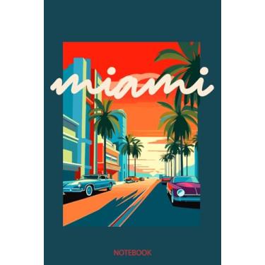 Imagem de Abstract Miami Florida Beach, Sun and Sea Journal Notebook 6x9 inch 100 Ruled Pages: I Love Miami Vibes