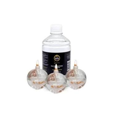 Imagem de Kit 3 Lamparina Bola + 500ml Fluido Puro - Velas Bistrot