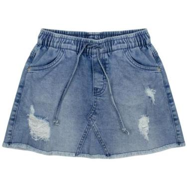 Imagem de Saia Juvenil Look Jeans c/ Elástico Jeans - UNICA - 4, Azul, 4
