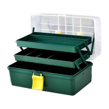 Imagem de ＫＬＫＣＭＳ Caixa de armazenamento portátil recipiente de primeiros socorros 3 camadas caixa de armazenamento multiuso recipiente de armazenamento de maquiagem