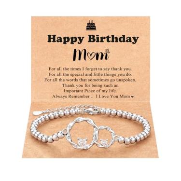 Imagem de Tarsus Presentes para mãe e filha, amor eterno conectado no coração, pulseira interligada com 2 círculos, presentes para mãe, filha, aniversário, Natal, average, Zircônia cúbica