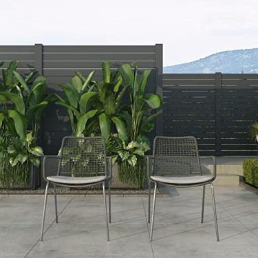 Imagem de Amazonia Lancaster Conjunto de 2 peças de cadeira de aço com um assento de corda | Ideal para ambientes externos