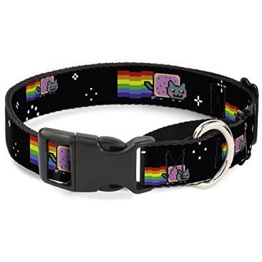 Imagem de Coleira para cães gamarra Nyan Cat Flying in Space Black 27 cm a 43 cm de largura