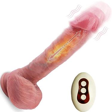 Imagem de Dildos de impulso realistas, vibrador de controle remoto realista para estimulação do ponto G do clitóris com 7 modos de vibração e 7 modos de impulso, ventosa forte para brincar com as mãos (Cor branco branco)