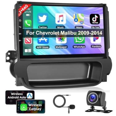 Imagem de 【8Core 2 + 64G】 Estéreo automotivo para Chevrolet Chevy Malibu 2009 2010 2011 2012 2013 2014 com Apple Carplay Android Auto, rádio automotivo com tela sensível ao toque de 9 polegadas com Bluetooth