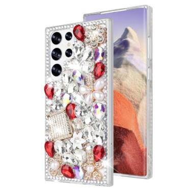 Imagem de Losin Compatível com Galaxy S24 Plus Bling Case para mulheres meninas luxo 3D brilhante glitter diamante cristal strass capa fofa brilhante frasco de perfume flor design capa à prova de choque,