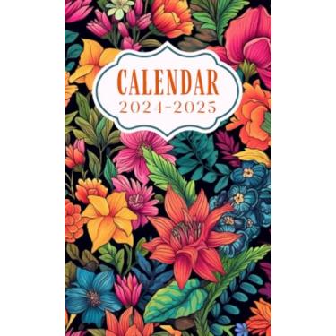 Imagem de Pocket Calendar 2024-2025 for Purse: Small Size Monthly Pocket Planner for Purse | 2 year 2024-2025 | Model5 - Floral Botanical Soft Cover Flowers | ... | Important Dates | Password Keeper | Notes