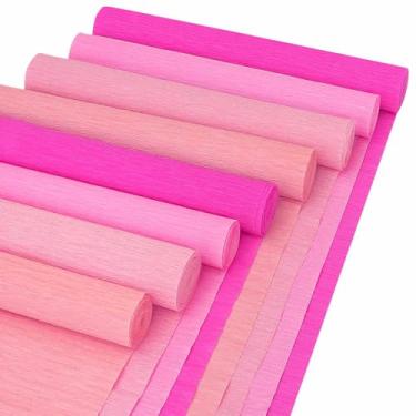 Imagem de Ranslen 8 Rolos de Serpentinas de Papel Crepom 25x250 Cm 4 Cores Rolo de Papel Crepom Serpentina Decorativa para Artesanato Faça Você Mesmo Papel de Embrulho para Presente Aniversá (, Rosa)