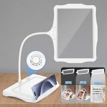Imagem de HQGZQL Lupa Recarregável Grande 10X com Luz E Suporte, 50 Led Flexível Pescoço de Ganso Mãos Livres Lupa de Mesa, Lupa de Página Grande para Leitura, Costura, Artesanato, Pintura, Faça Você Mesmo, Tra