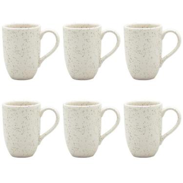 Imagem de Conjunto Jogo 6 Canecas Xícaras Oxford Flat Chuvisco 350 ml Cerâmica