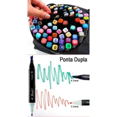 Imagem de Canetinha Marcador Ponta Dupla 24 Cores para pintar pintura hodrografi