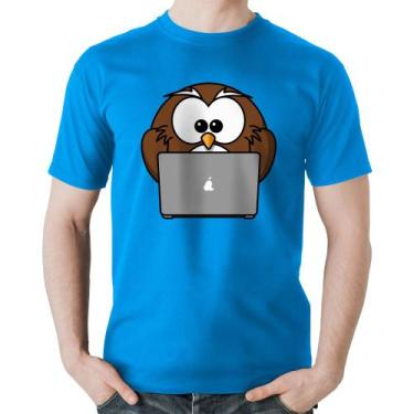 Imagem de Camiseta Algodão Coruja Internauta - Foca na Moda, Azul, G