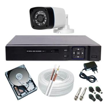 Imagem de Kit 1 Câmera Monitoramento+ Dvr 4 Canais+ Hd+ Acessórios - Protec