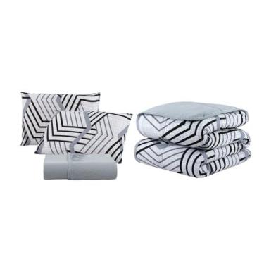 Imagem de Kit Edredom Solteiro 03 Pçs Malha 100% Algodão Dupla Face - Malucasim,