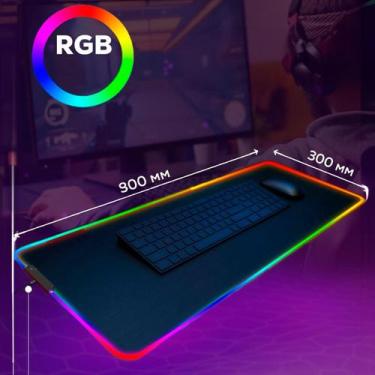 Imagem de Mousepad Gamer 80x30cm Grande Led Rgb 7 Cores - BELLATOR