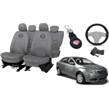 Imagem de Conjunto de capa couro cinza Cerato 2008 a 2013 + volante esportivo - 