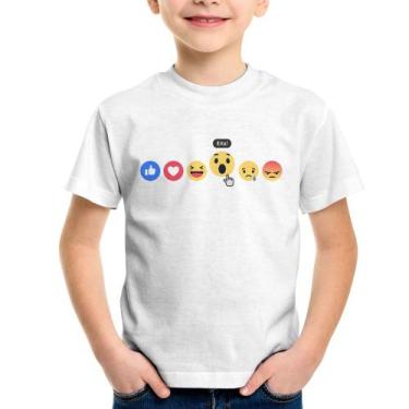 Imagem de Camiseta Infantil Reações Facebook Eita! - Foca na Moda, Branco, 10