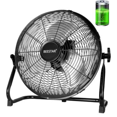 Imagem de Ventilador de chão recarregável, ventilador operado por bateria de 16 polegadas, ventilador sem fio de alta velocidade com lâmina de metal funciona até 48 horas, inclinação de 360 graus, 12