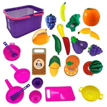 Imagem de Kit Comidinhas De Brinquedo Crec Crec Com Cesta E Panelinhas - Mili Mu