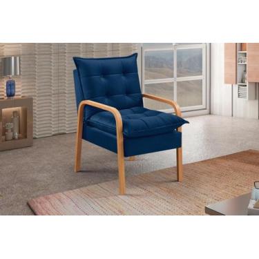 Imagem de Poltrona cadeira Lizza decoração sala de estar quarto escritório Azul 
