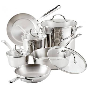 Imagem de Conjunto de Panelas e Frigideiras de Aço Inoxidável, 10 Peças, FARBERWARE 75653, Prateado