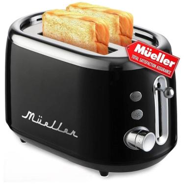 Imagem de Torradeira Elétrica Retro 2 Fatias com 7 Níveis de Tostagem, 110v, MUELLER HOME, Preto