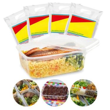 Imagem de Kit 96 Pote Retangular de Plástico 500ml Marmita Fit Bolo no Pote de S