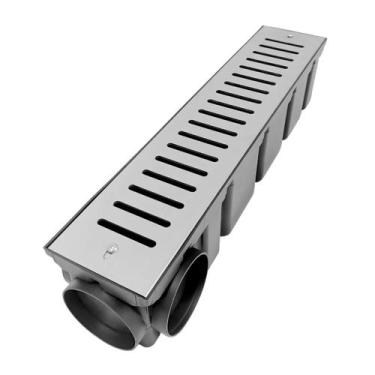 Imagem de Ralo Quintal 10x50 Inox 304 Sistema Abre Fecha Coletor Modular Preto M