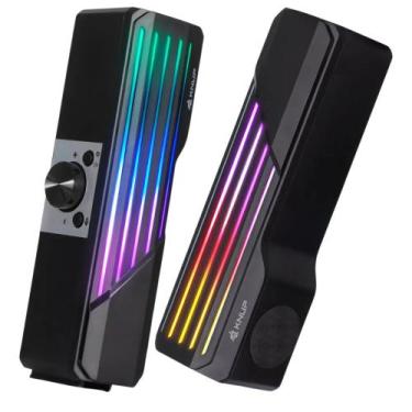 Imagem de Caixa Som Gamer Caixinha Pc Computador Tv Potente Led Rgb P2 - Knup