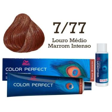 Imagem de Coloração Color Perfect 7/77 Louro Médio Marrom Intenso + Ox 20 Wellox