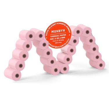 Imagem de MUNBYN Papel térmico rosa de 6 cm x 127 cm, refil de papel para câmera infantil, papel de recibo (20 rolos), BPA Fre serve para mini impressora térmica POS de 58 mm, máquinas de cartão de crédito com