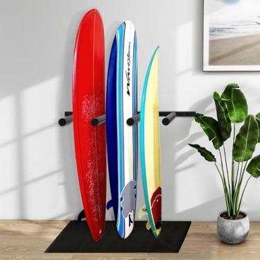 Imagem de Fumingpal Rack vertical para prancha de surf – Rack de armazenamento de prancha de 4 braços com tapete de borracha, para SUP, prancha de surf, remo, esqui, skates, etc