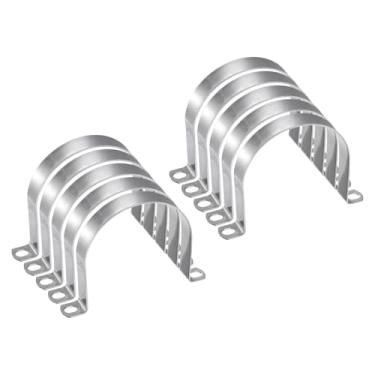 Imagem de HARFINGTON 20 braçadeiras de conduíte de 102 mm de 102 mm, braçadeira de tubo M102 U, correia rígida de aço inoxidável, suporte em forma de U com dois furos para cabo de fio de mangueira de tubo,