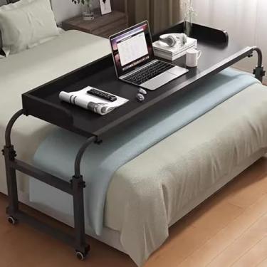 Imagem de Mesa de mesa ajustável para sobrecama, bandeja de alimentos, mesa médica, móvel, altura e comprimento, ajustável, para computador, laptop, com rodas, mesa de bar