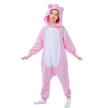 Imagem de CANASOUR Macacão infantil de porco, fantasia de Halloween, anime, cosplay, rosa, animal, 8 a 10 anos, roupa de poliéster para meninas e meninos (8 a 10 anos, rosa porco)