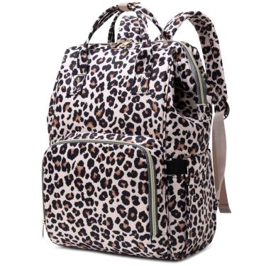 Imagem de Mochila feminina Xunteny Leopard para laptop de 15,6" à prova d`água