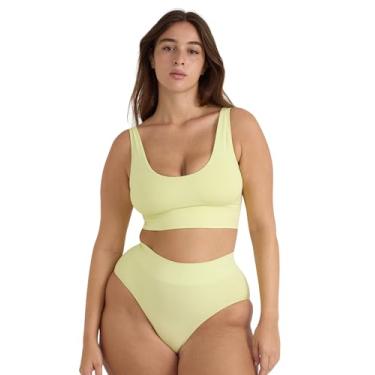 Imagem de Organic Basics Sutiã feminino sem costura com gola redonda, Flor de sabugueiro verde, XPP